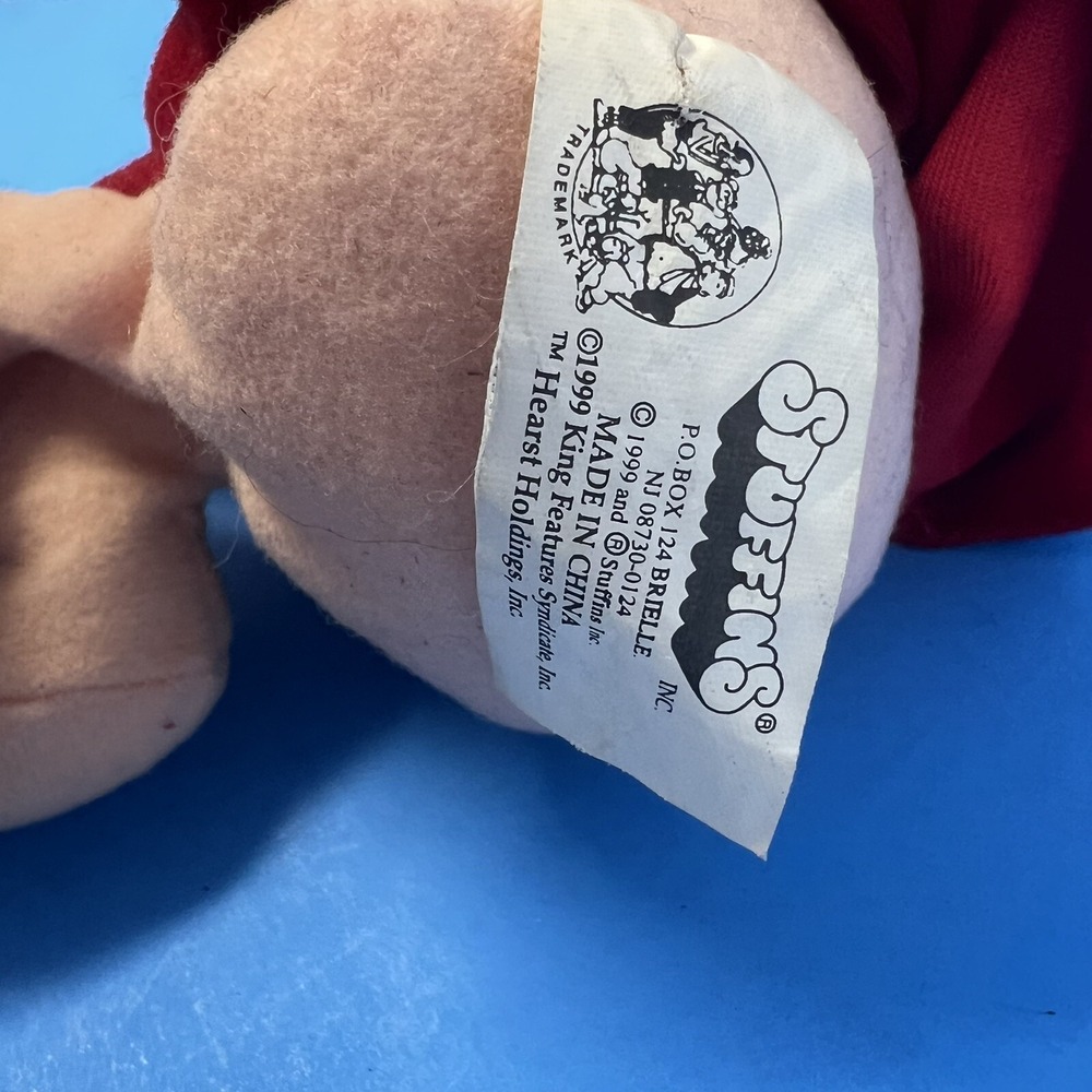 Vintage Popeye Stuffins 1999 Plush Stuffed Toy Doll in Red Outfit & White Hat 8" - Picture 2 of 16